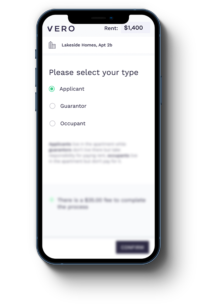 Image of he VERO applicant process on a mobile device