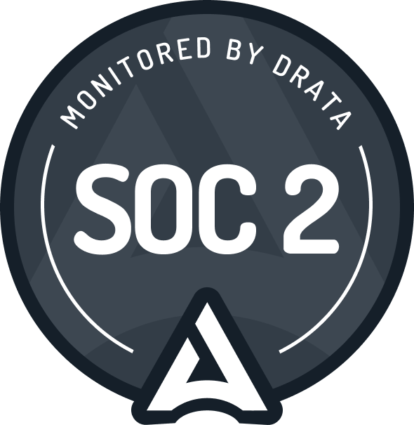 Image of a SOC 2 monitored by Drata badge